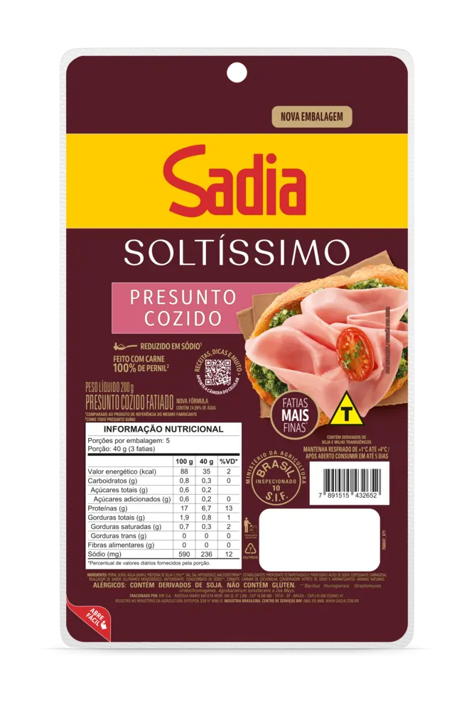 O Presunto Soltíssimo Sadia é uma opção de presunt