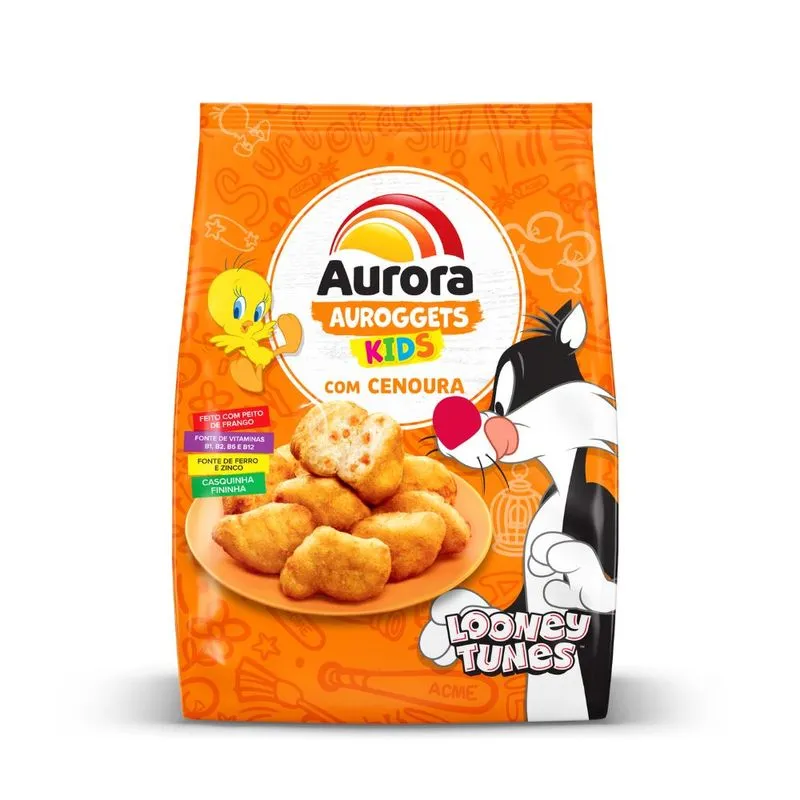 Os Auroggets Kids são empanados de frango da marca