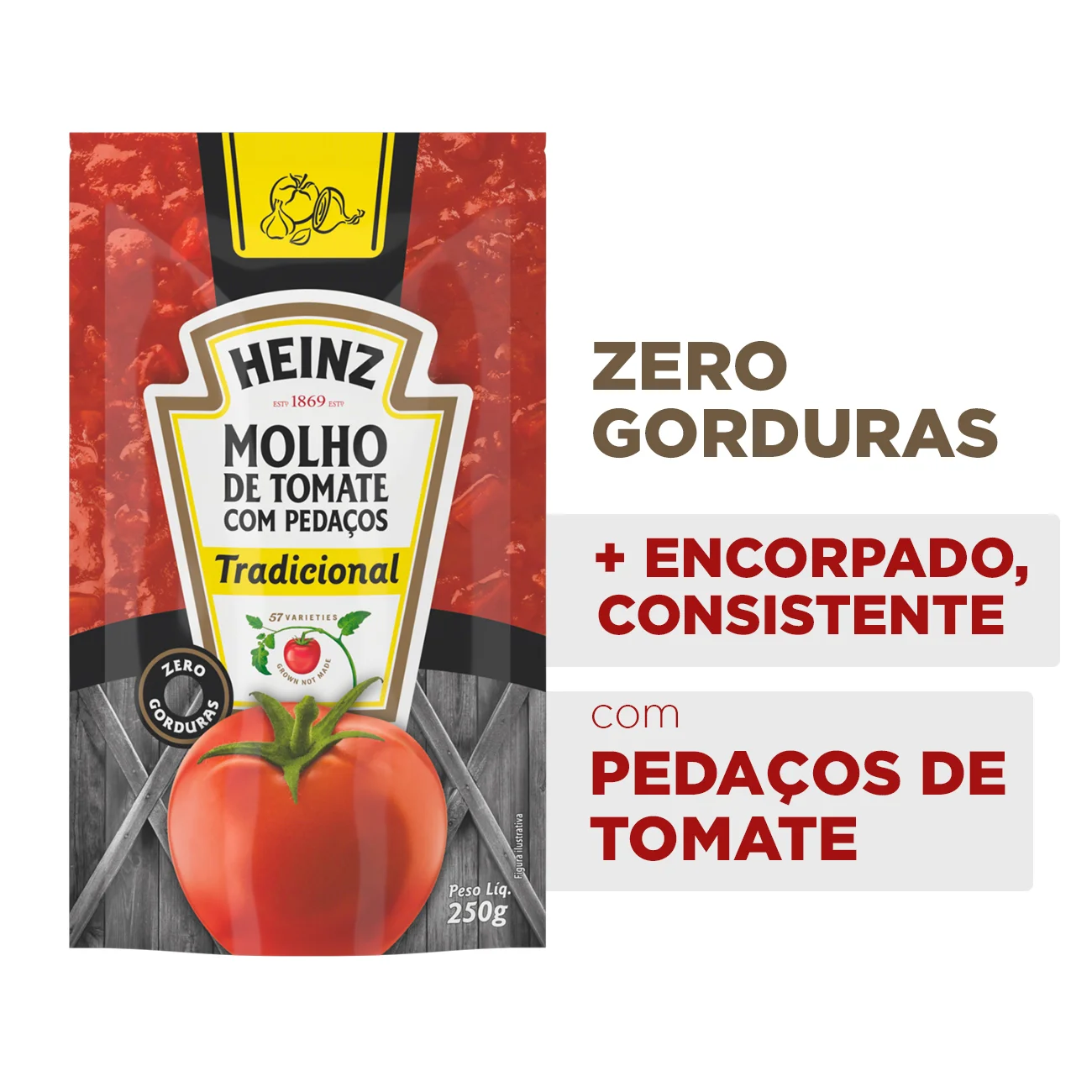 O Molho de Tomate Heinz é uma opção prática e sabo
